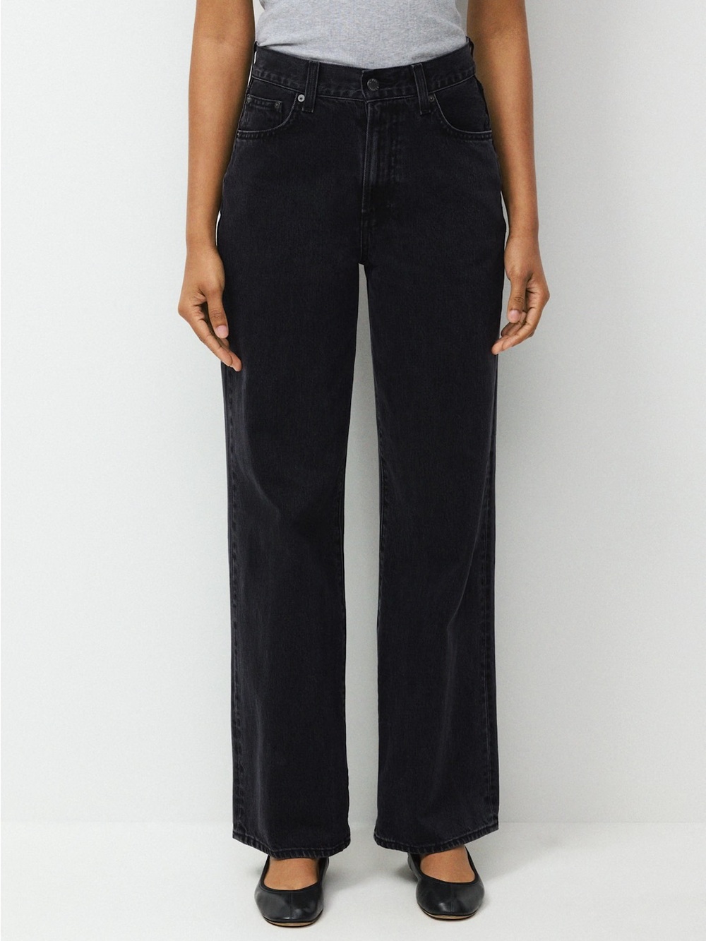 Aritzia High-Rise Straight-Leg Jeans in Black Wash